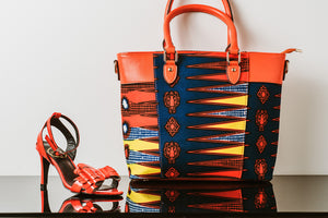 ANKARA INSPIRED BAG -In Orange & Blue